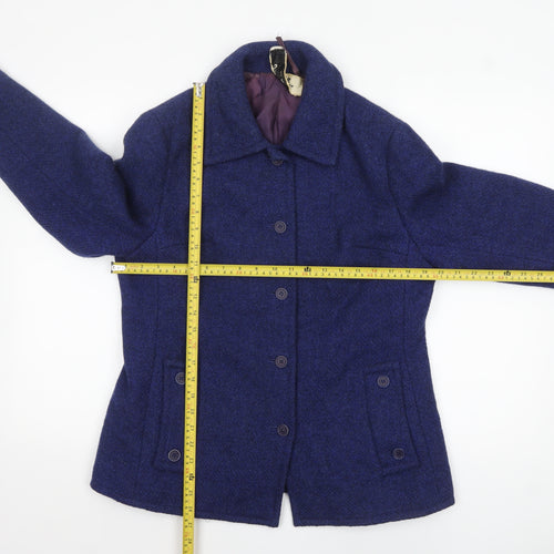 Jaeger Women's Blue Wool Mid-Length Overcoat Size 16