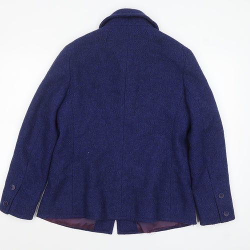 Jaeger Women's Blue Wool Mid-Length Overcoat Size 16