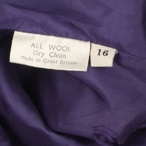 Jaeger Women's Blue Wool Mid-Length Overcoat Size 16