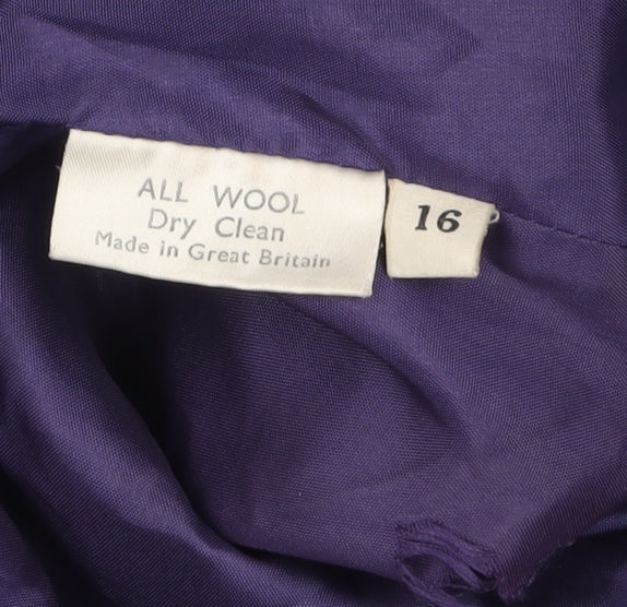 Jaeger Women's Blue Wool Mid-Length Overcoat Size 16