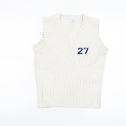 ONLY Women’s White V-Neck Knit Sleeveless Vest Jumper Size S