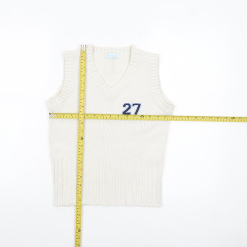 ONLY Women’s White V-Neck Knit Sleeveless Vest Jumper Size S