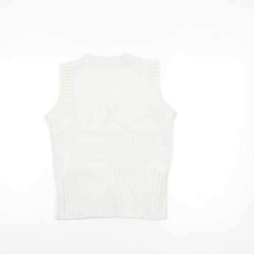 ONLY Women’s White V-Neck Knit Sleeveless Vest Jumper Size S