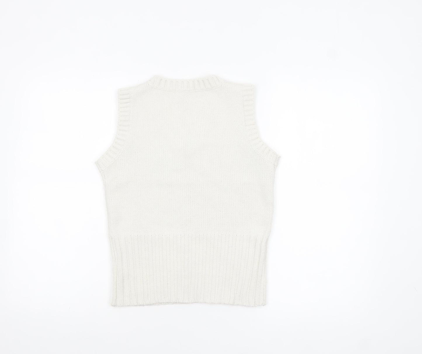 ONLY Women’s White V-Neck Knit Sleeveless Vest Jumper Size S