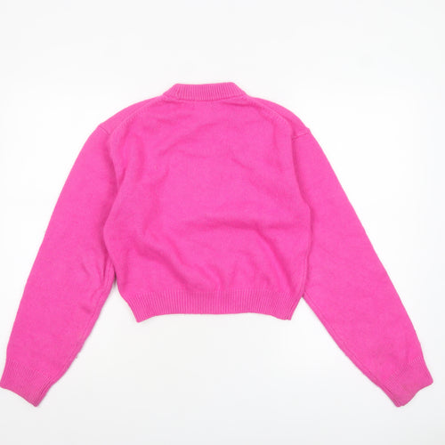 H&M Women’s Pink Mock Neck Pullover Jumper XS Wool Blend