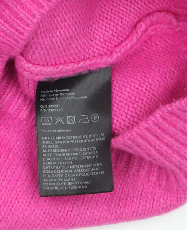 H&M Women’s Pink Mock Neck Pullover Jumper XS Wool Blend