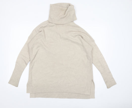 French Connection Women Beige Roll Neck Long Sleeve Jumper Size S