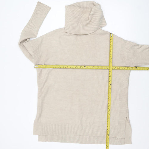 French Connection Women Beige Roll Neck Long Sleeve Jumper Size S