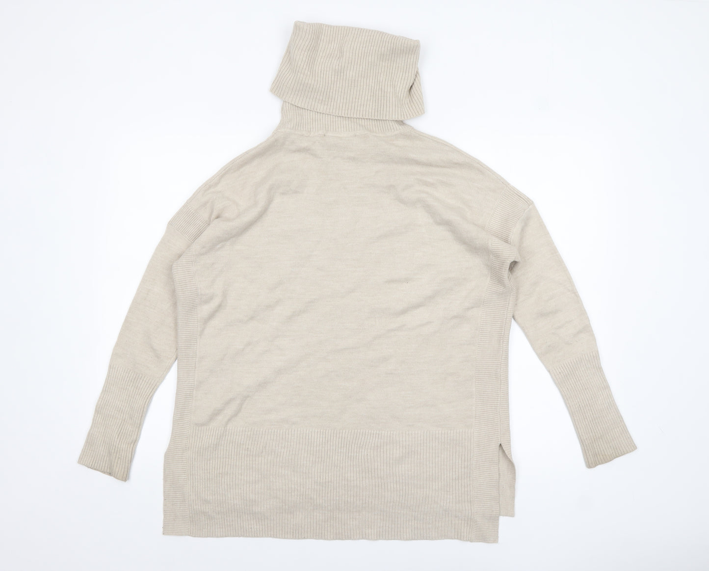 French Connection Women Beige Roll Neck Long Sleeve Jumper Size S