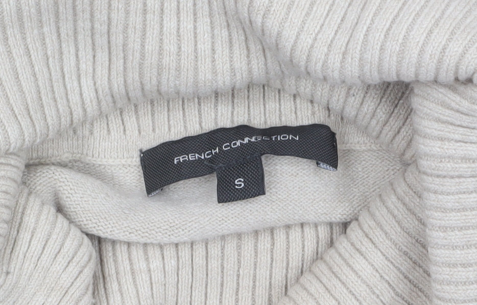 French Connection Women Beige Roll Neck Long Sleeve Jumper Size S