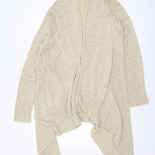 Wallis Women Beige Knit Open Cardigan Size 14 Relaxed Fit