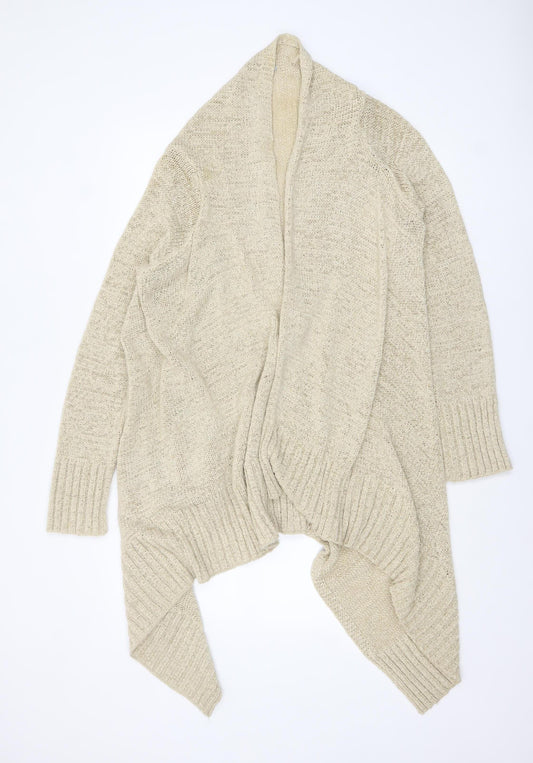 Wallis Women Beige Knit Open Cardigan Size 14 Relaxed Fit