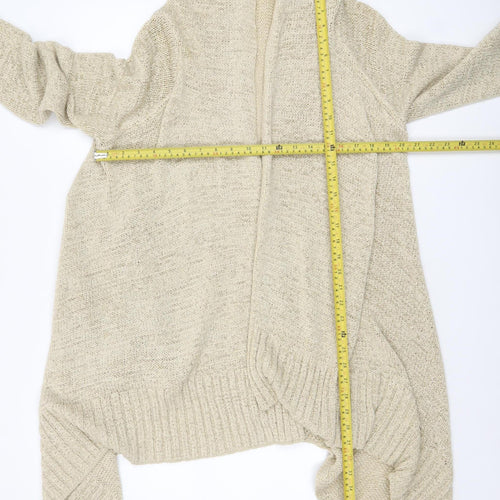 Wallis Women Beige Knit Open Cardigan Size 14 Relaxed Fit