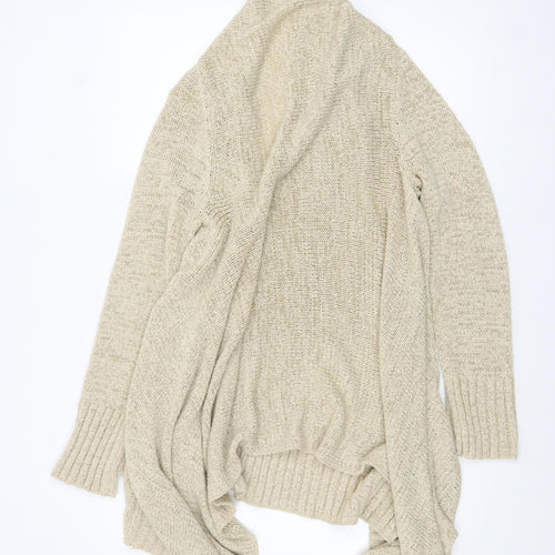 Wallis Women Beige Knit Open Cardigan Size 14 Relaxed Fit