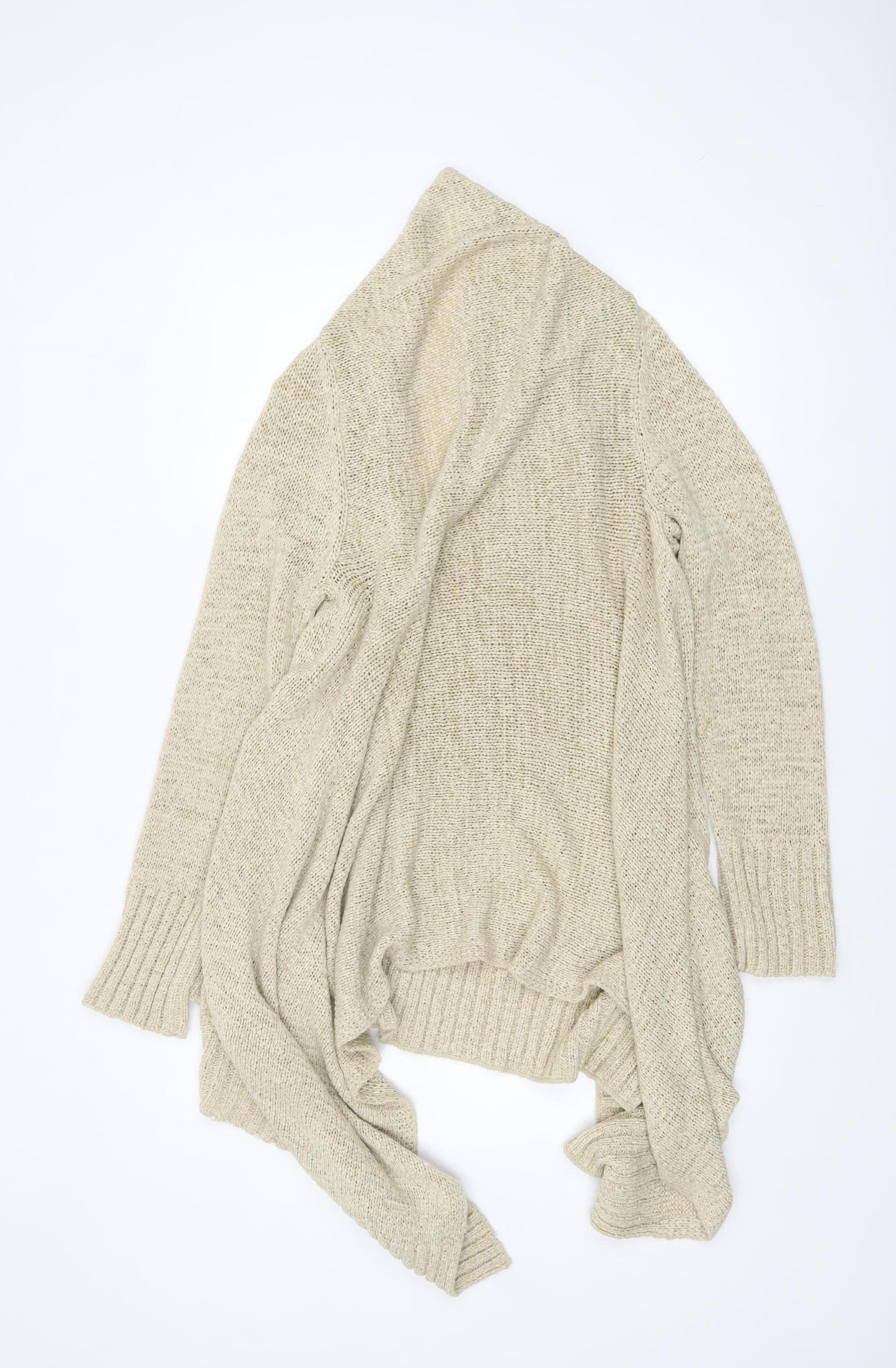 Wallis Women Beige Knit Open Cardigan Size 14 Relaxed Fit