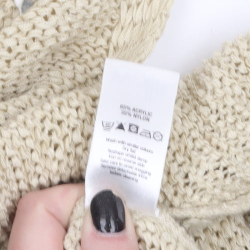 Wallis Women Beige Knit Open Cardigan Size 14 Relaxed Fit