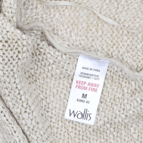 Wallis Women Beige Knit Open Cardigan Size 14 Relaxed Fit