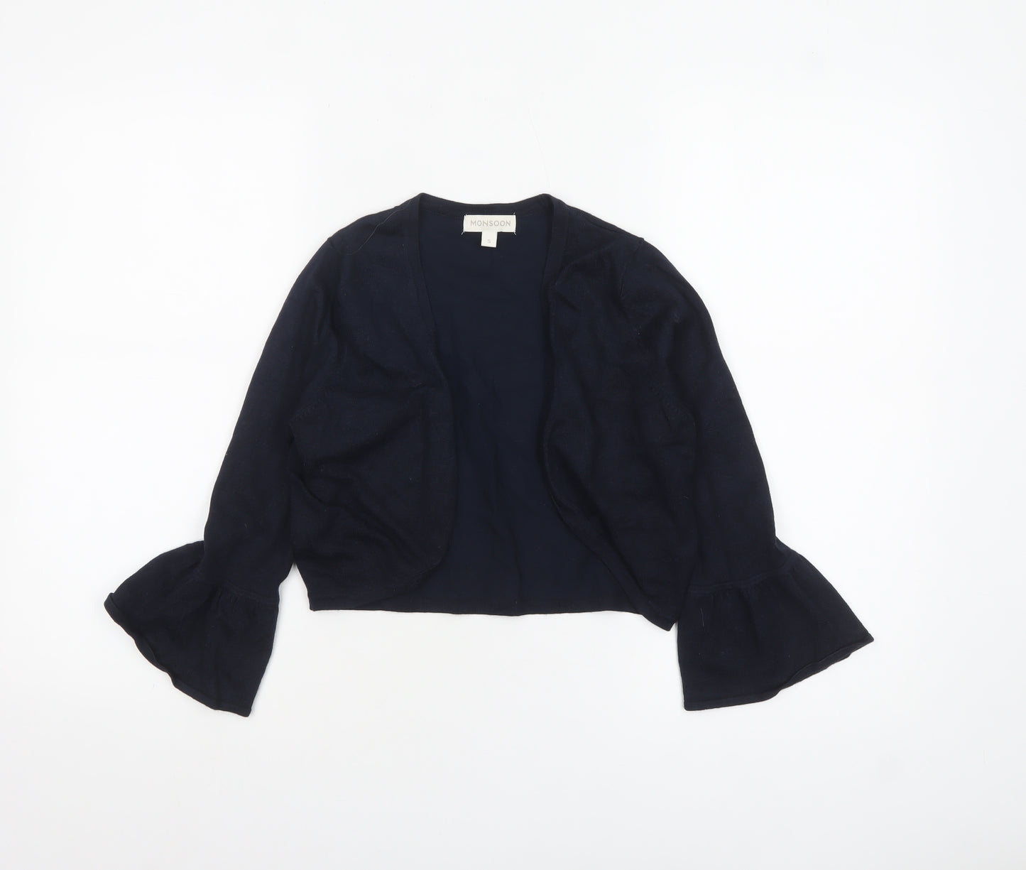Monsoon Women Blue Small Bell Sleeve Knit Cardigan