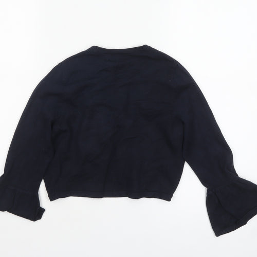 Monsoon Women Blue Small Bell Sleeve Knit Cardigan