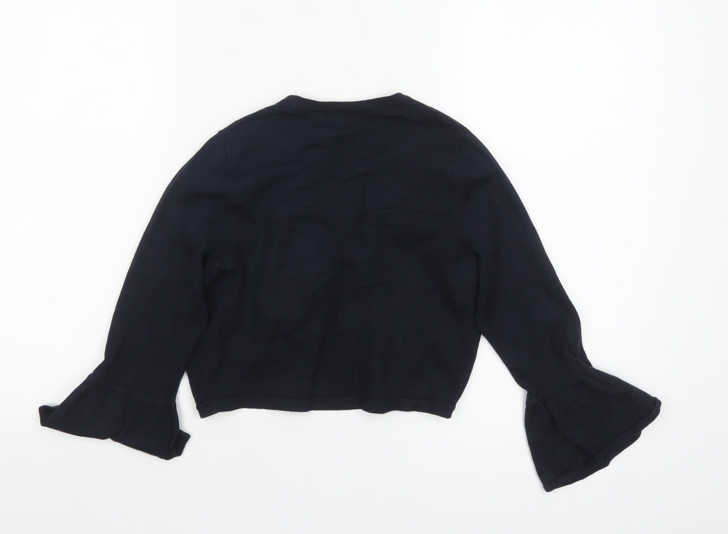 Monsoon Women Blue Small Bell Sleeve Knit Cardigan