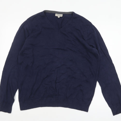 Haworth Men's Blue Cotton V-Neck Jumper Size L