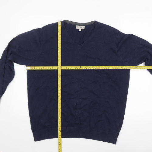 Haworth Men's Blue Cotton V-Neck Jumper Size L