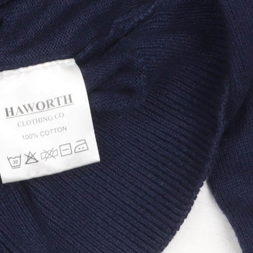 Haworth Men's Blue Cotton V-Neck Jumper Size L