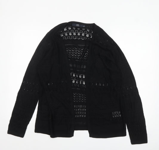 Isle Essentials Women's Black Open-Knit Cardigan Size S 10-12
