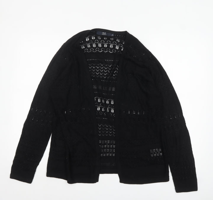 Isle Essentials Women's Black Open-Knit Cardigan Size S 10-12