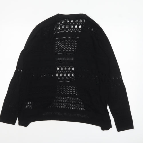 Isle Essentials Women's Black Open-Knit Cardigan Size S 10-12