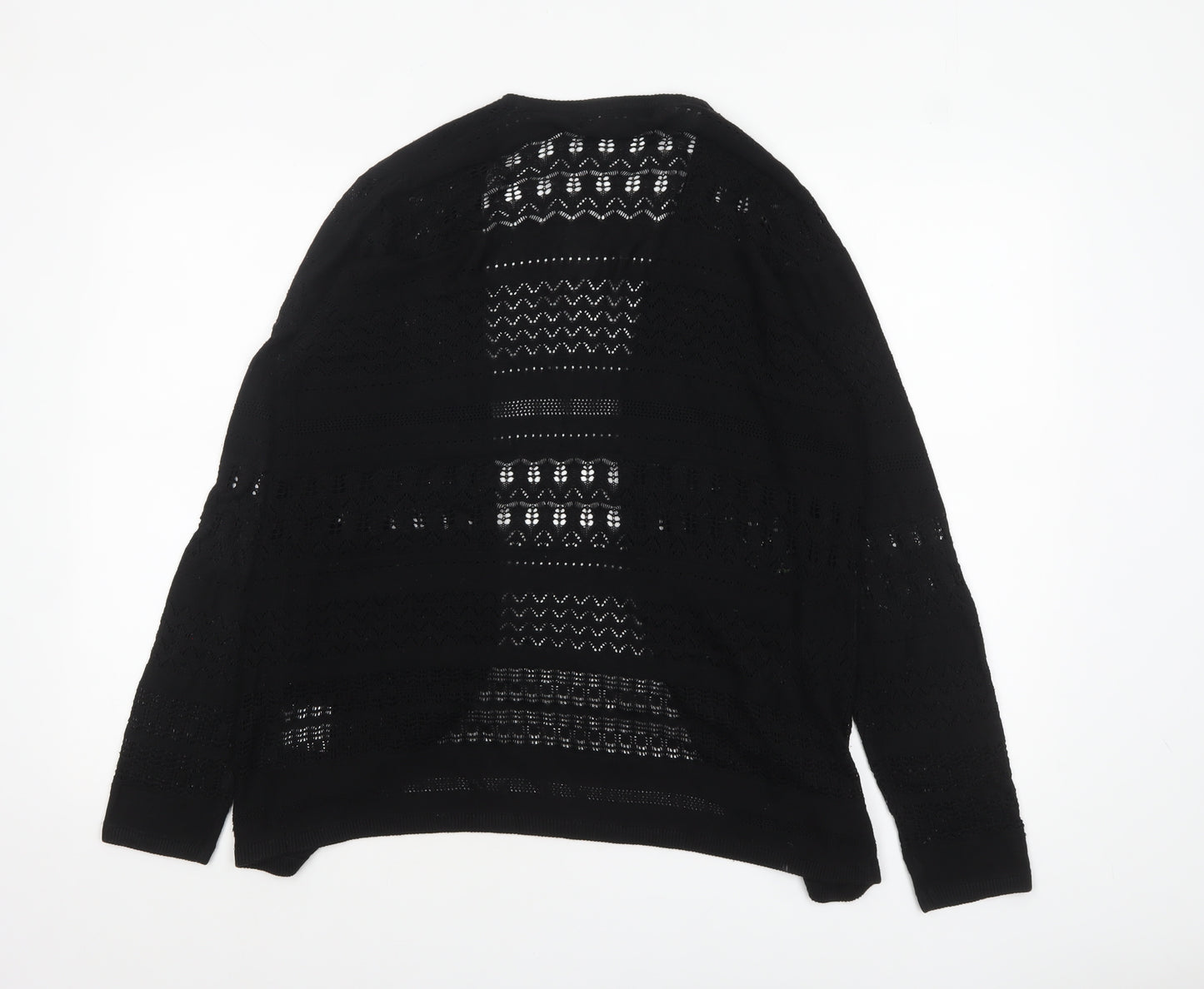 Isle Essentials Women's Black Open-Knit Cardigan Size S 10-12