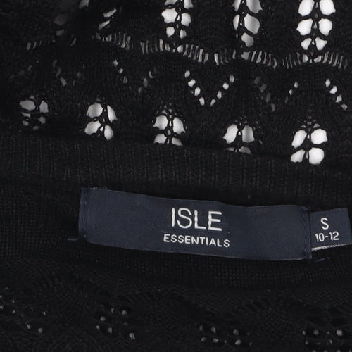 Isle Essentials Women's Black Open-Knit Cardigan Size S 10-12