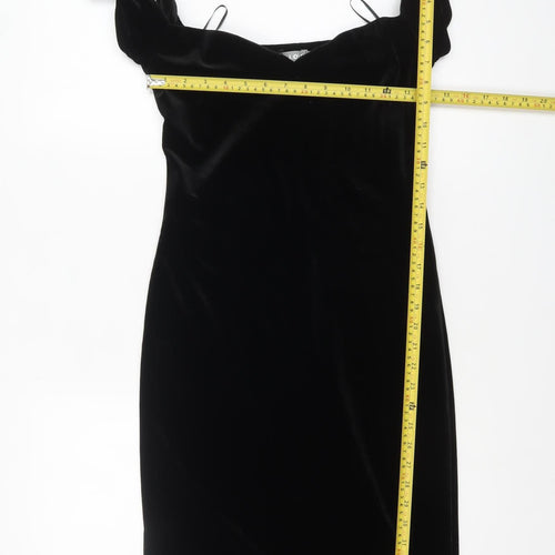 LOVE Women’s Black Velvet Bodycon Bow Strap Dress Size 10