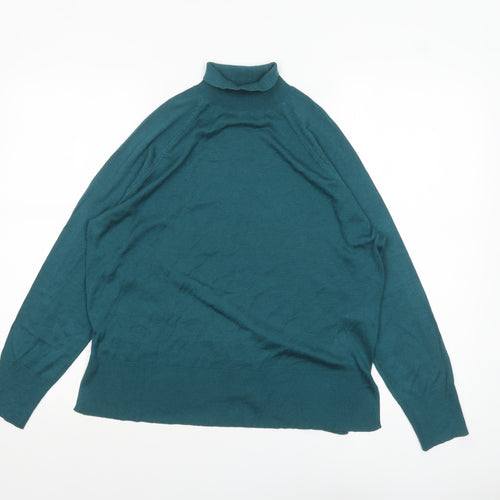 Zara Women Green Mock Neck Long Sleeve Pullover Jumper Size 8