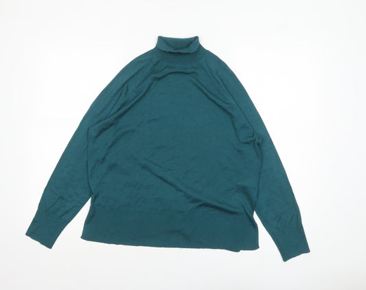 Zara Women Green Mock Neck Long Sleeve Pullover Jumper Size 8