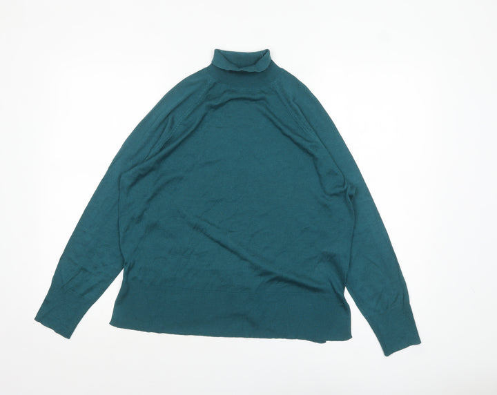 Zara Women Green Mock Neck Long Sleeve Pullover Jumper Size 8