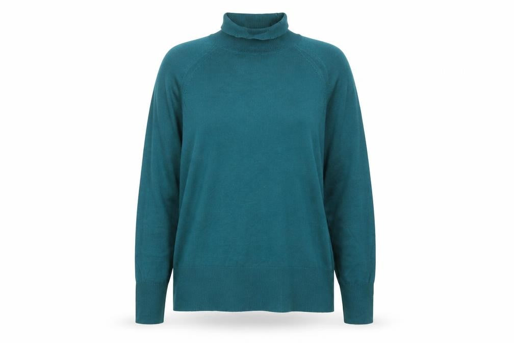 Front view of Zara Women Green Mock Neck Long Sleeve jumper, size 8