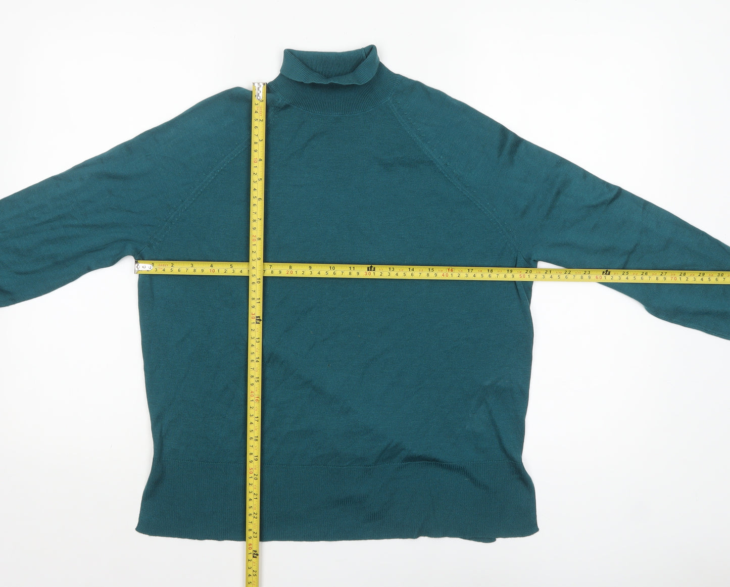 Zara Women Green Mock Neck Long Sleeve Pullover Jumper Size 8