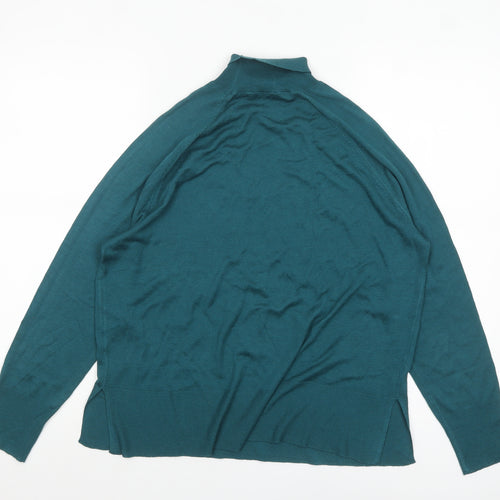 Zara Women Green Mock Neck Long Sleeve Pullover Jumper Size 8