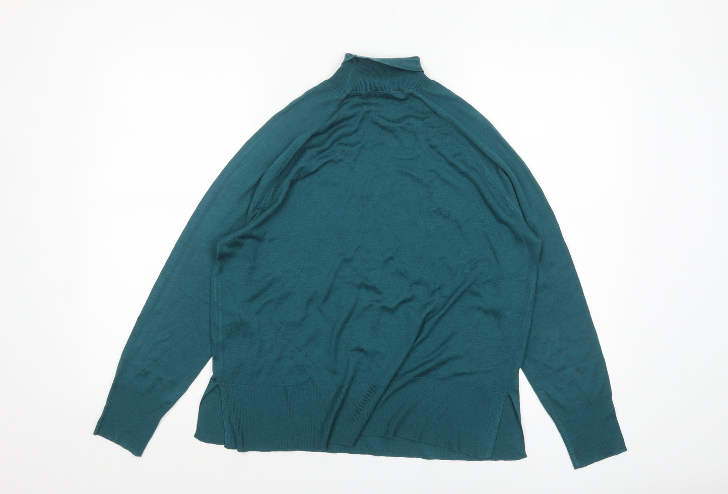 Zara Women Green Mock Neck Long Sleeve Pullover Jumper Size 8