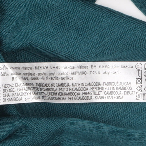 Zara Women Green Mock Neck Long Sleeve Pullover Jumper Size 8