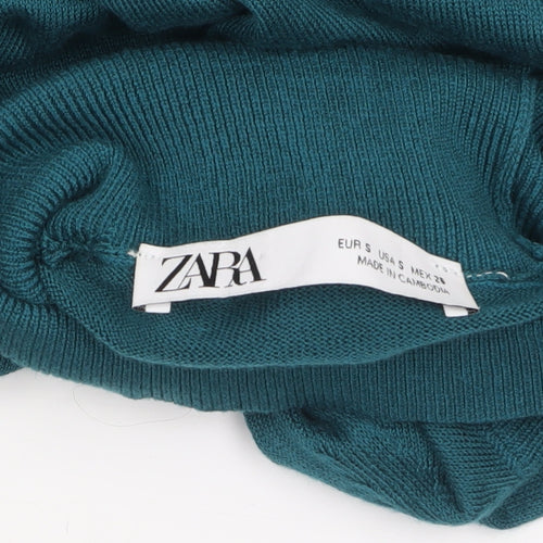 Zara Women Green Mock Neck Long Sleeve Pullover Jumper Size 8