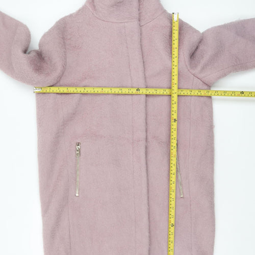 H&M Women’s Pink Wool Blend Mid-Length Zip Overcoat Size 8
