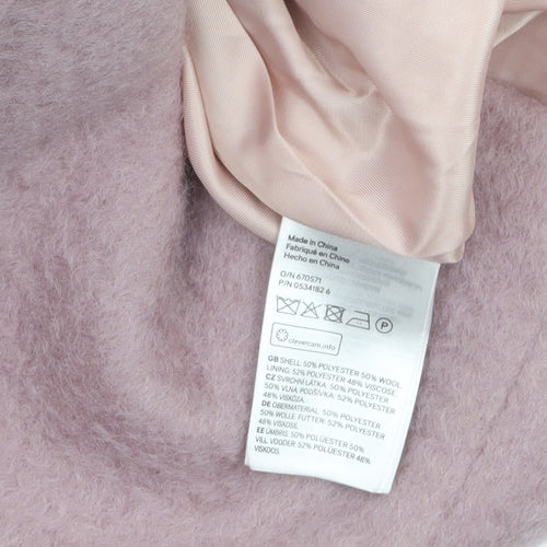 H&M Women’s Pink Wool Blend Mid-Length Zip Overcoat Size 8
