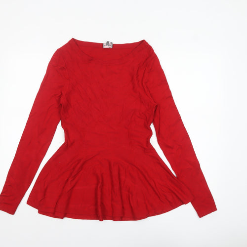 Phase Eight Women's Red Long Sleeve Peplum Jumper Size 10