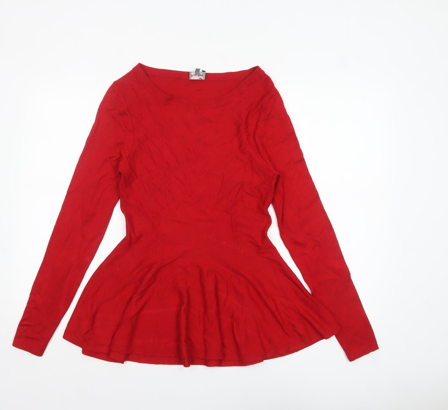 Phase Eight Women's Red Long Sleeve Peplum Jumper Size 10