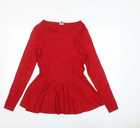 Phase Eight Women's Red Long Sleeve Peplum Jumper Size 10