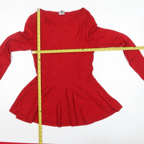 Phase Eight Women's Red Long Sleeve Peplum Jumper Size 10