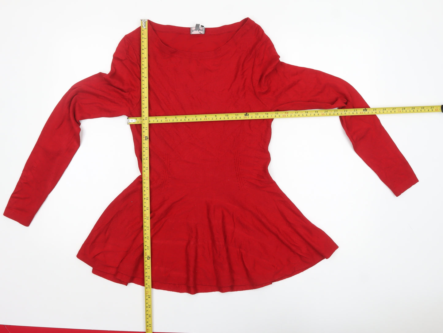 Phase Eight Women's Red Long Sleeve Peplum Jumper Size 10