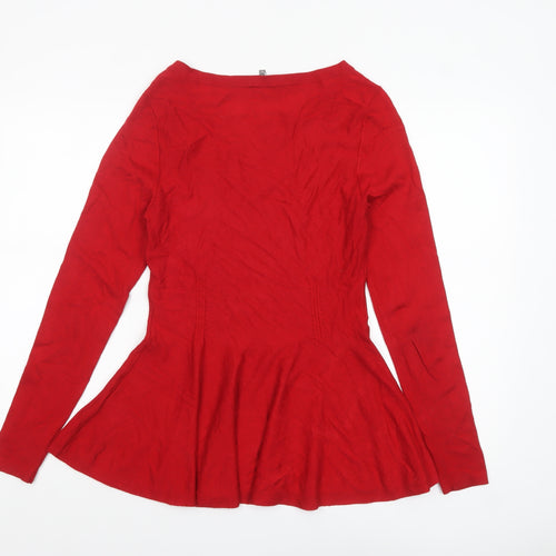Phase Eight Women's Red Long Sleeve Peplum Jumper Size 10